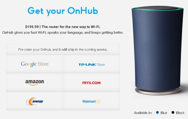 Google представила OnHub - "умный" домашний Wi-Fi-роутер за 199 долларов