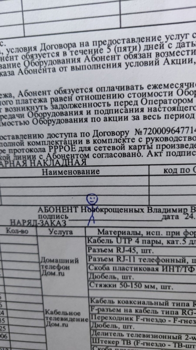 Подпись абонента