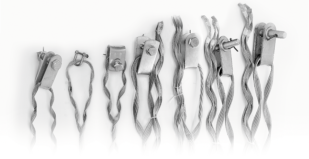 Спиральные зажимы, натяжные, крепление кабеля