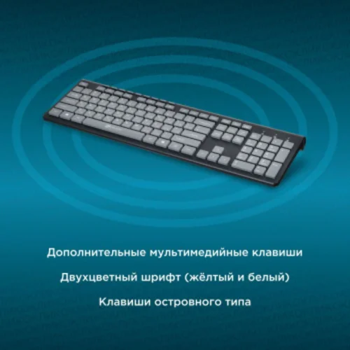 Клавиатура Оклик 480M черный/серый USB slim Multimedia (1067199)