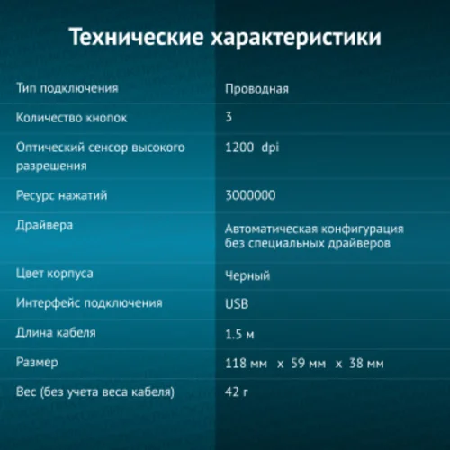 Мышь Оклик 125M черный оптическая (1200dpi) USB (3but)