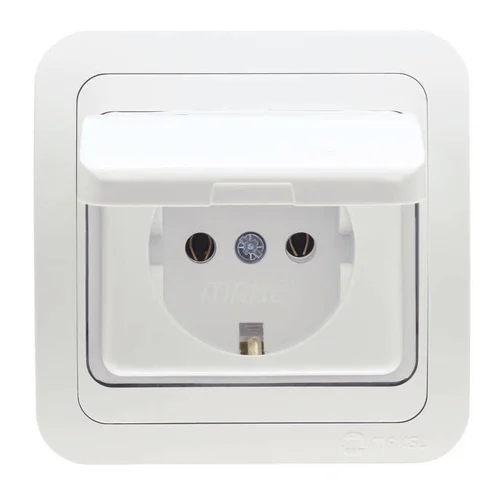 Розетка 1-м СП Mimoza 16А IP20 с крышкой бел./бел. Makel 12029
