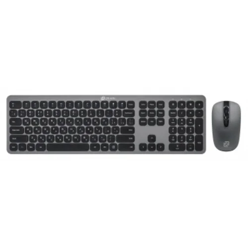 Клавиатура + мышь Оклик 300M клав:серый мышь:серый/черный USB беспроводная slim (1488402)