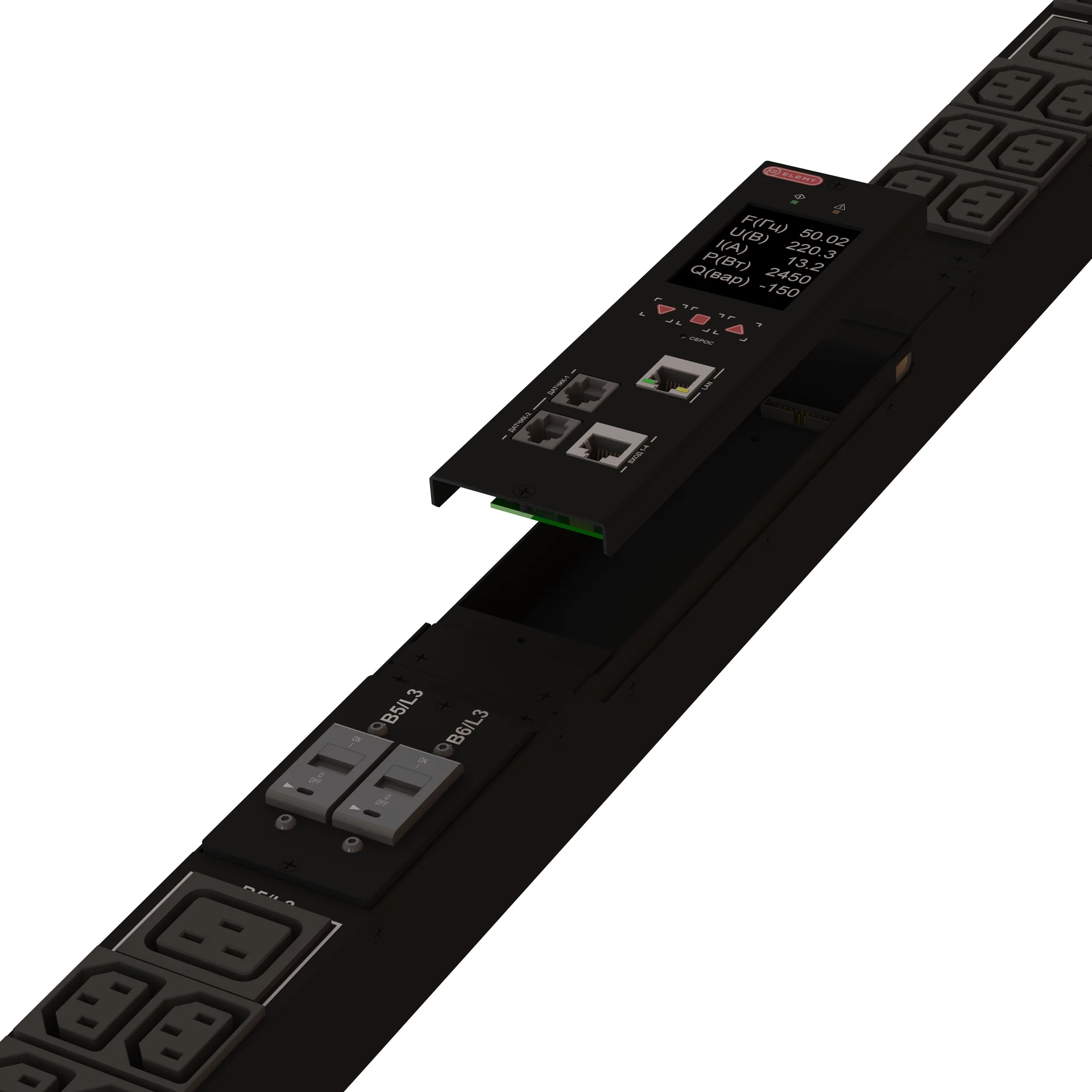 Блок розеток интеллектуальный iPDU-6011: ZeroUnit, 230V, 32А, in IEC60309 P+N+E, out (6) C19; (36) C13 без фиксации
