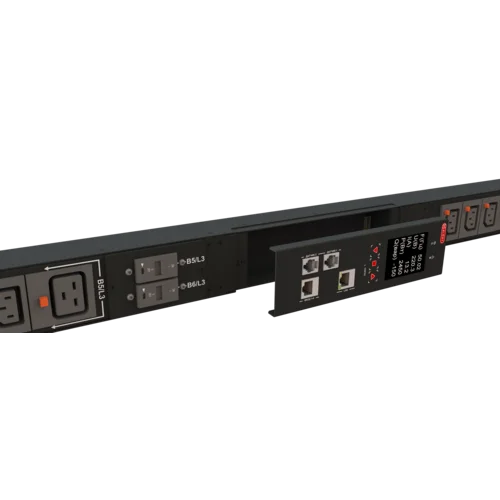 Блок розеток интеллектуальный iPDU-6022: ZeroUnit, 400V, 16А, in IEC60309 P+N+E, out (6) C19; (18) C13 с фиксацией e-lock