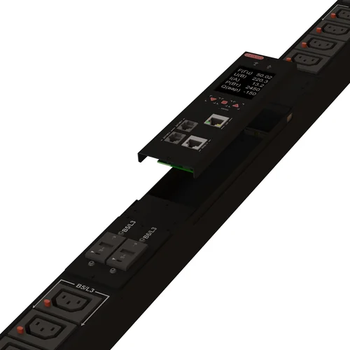Блок розеток интеллектуальный iPDU-6024: ZeroUnit, 400V, 16А, in IEC60309 P+N+E, out (24) C13 с фиксацией e-lock