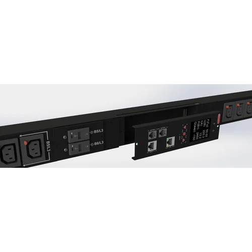 Блок розеток интеллектуальный iPDU-6024: ZeroUnit, 400V, 16А, in IEC60309 P+N+E, out (24) C13 с фиксацией e-lock