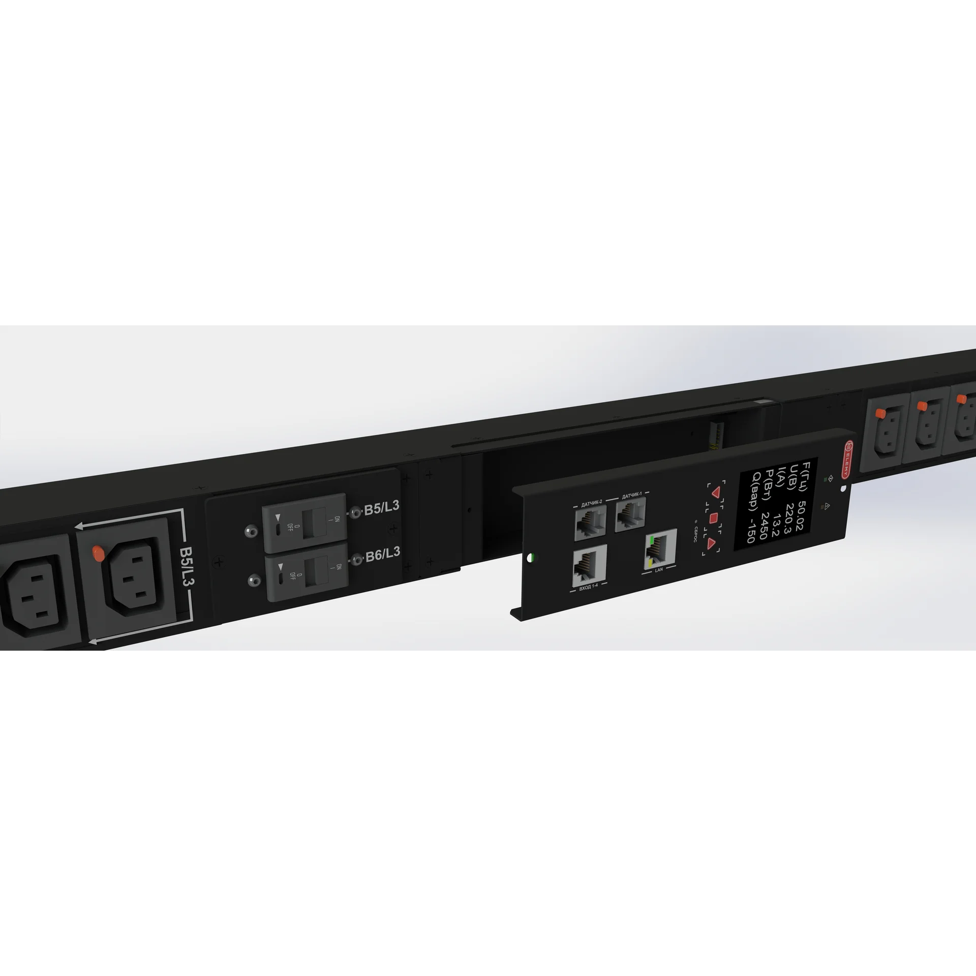 Блок розеток интеллектуальный iPDU-6034: ZeroUnit, 400V, 32А, in IEC60309 P+N+E, out (24) C13 с фиксацией e-lock