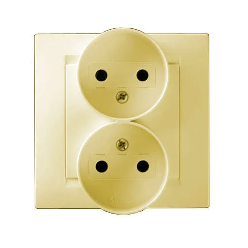 Розетка 2-м СП Simon15 16А IP20 250В без заземл. винт. клеммы сл. кость Simon 1590457-031