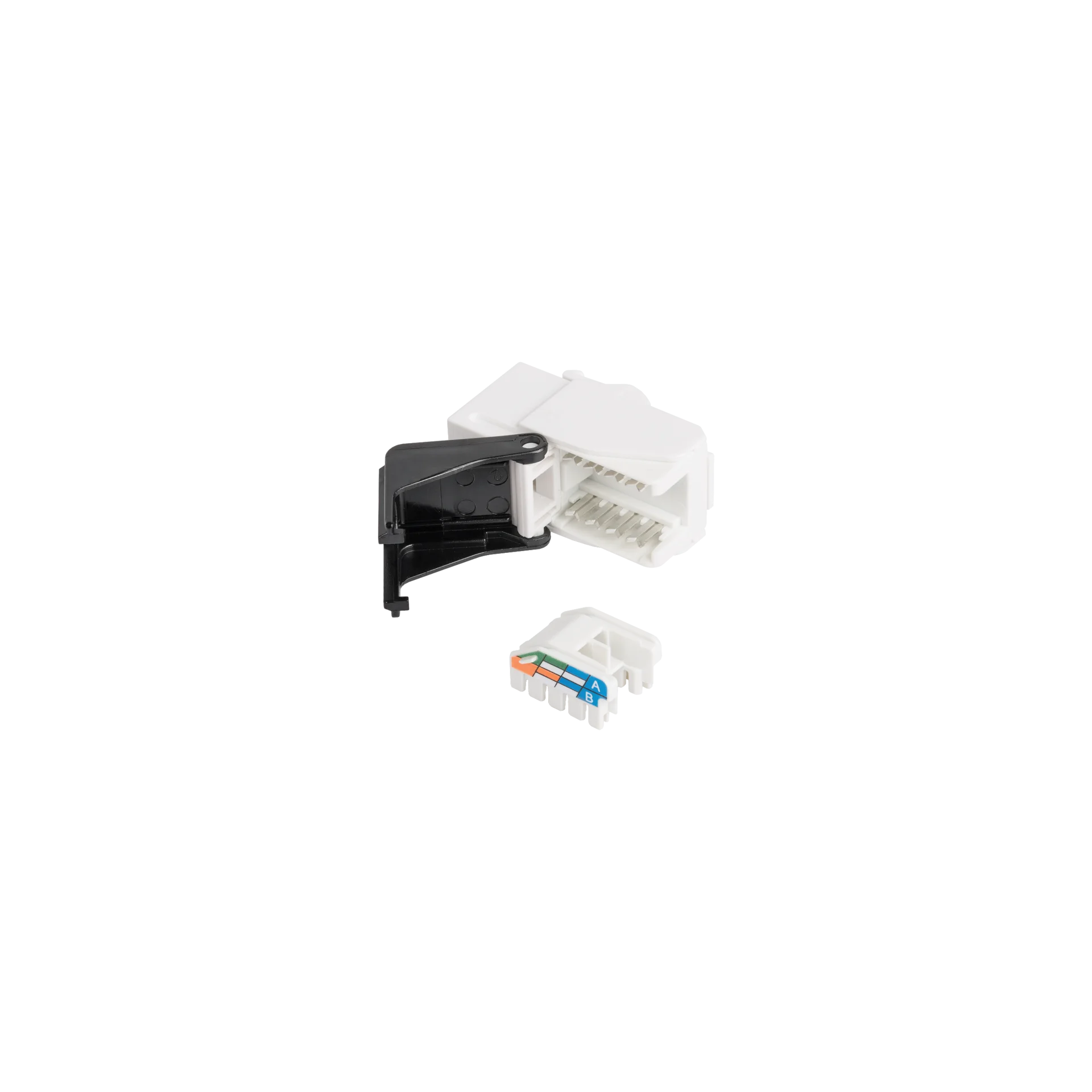 Модуль-вставка NIKOMAX типа Keystone, Кат.5е (Класс D), 100МГц, RJ45/8P8C, самозажимной, T568A/B, неэкранированный, белый - гарантия: 5 лет расширенна