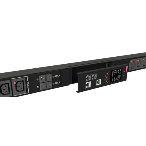 Блок розеток интеллектуальный iPDU-6034: ZeroUnit, 400V, 32А, in IEC60309 P+N+E, out (24) C13 с фиксацией e-lock