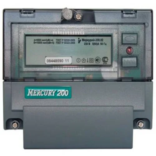 Счетчик "Меркурий" 200.02 1ф 5-60А 1 класс точн. многотариф.; CAN ЖКИ Моск. вр.
