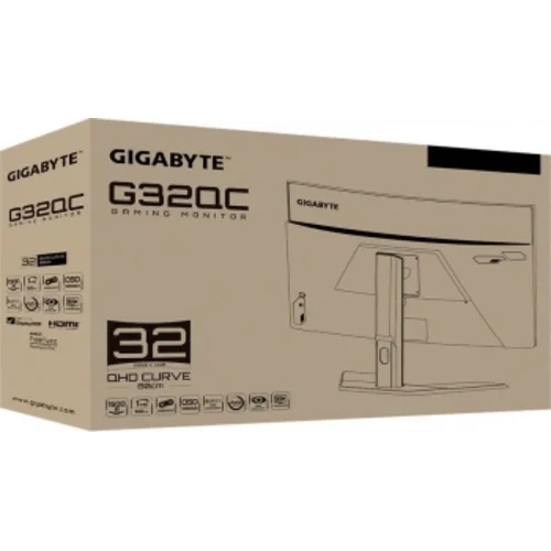 Монитор Gigabyte 31.5" G32QC A черный VA LED 1ms 16:9 HDMI HAS 350cd 178гр/178гр 2560x1440 165Hz DP