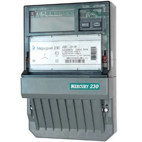 Счетчик "Меркурий" 230 AR-03 CLN 3ф 5-7.5А 0.5s/1.0 класс точн. многотариф.; CAN PLCI ЖКИ Моск. вр.