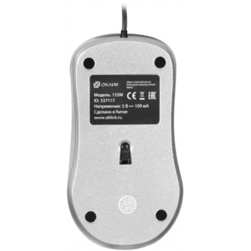 Мышь Оклик 155M серебристый оптическая (1600dpi) USB (4but)