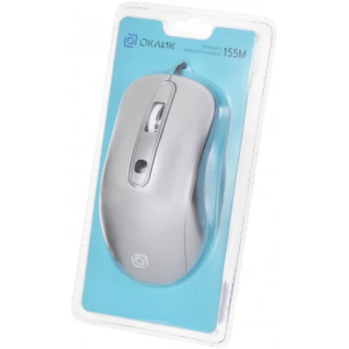 Мышь Оклик 155M серебристый оптическая (1600dpi) USB (4but)