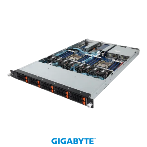 Платформа Gigabyte 1U R181-NA0, До двух процессоров Intel Xeon Scalable Gen2, DDR4, 10x2,5" U.2 NVMe, 2x1000Base-T