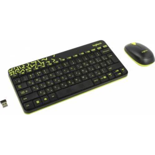Клавиатура + мышь Logitech MK240 клав:черный/желтый мышь:черный/желтый USB беспроводная slim