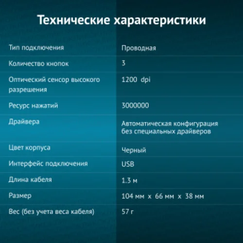 Мышь Оклик 225M черный оптическая (1200dpi) USB для ноутбука (3but)