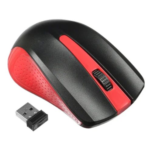 Мышь Оклик 485MW черный/красный оптическая (1600dpi) беспроводная USB для ноутбука (3but)