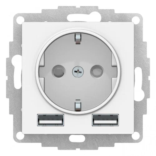 Розетка 1-м СП AtlasDesign 16А IP20 с 2-мя заряд. устройствами USB тип A+A 5В/2.4А 2х5В/1.2А механиз
