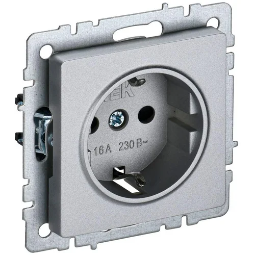Розетка BRITE РС14-1-0-БрА 16А с заземл. защ. шторки алюм. IEK BR-R14-16-K47