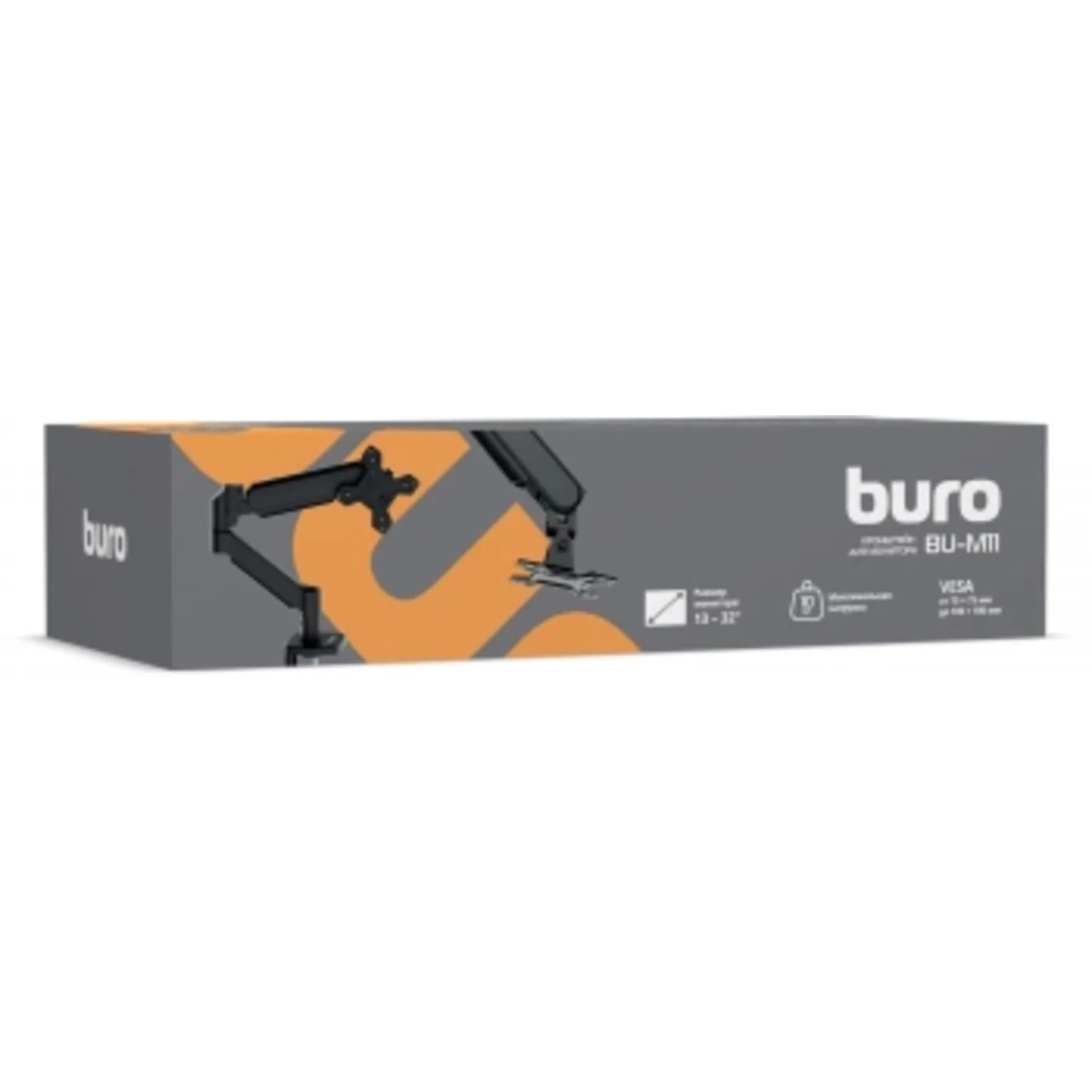 Кронштейн для мониторов ЖК Buro BU-M11 черный 17"-32" макс.10кг крепление к столешнице поворот и нак