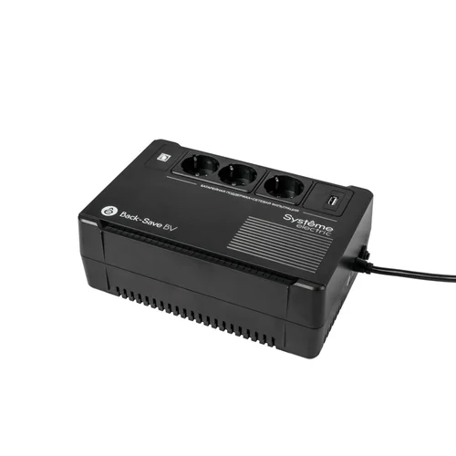 ИБП Back-Save BV Systeme Electric 600 ВА, автоматическая регулировка напряжения, 3 розетки Schuko, 230 В, 1 USB Type-A