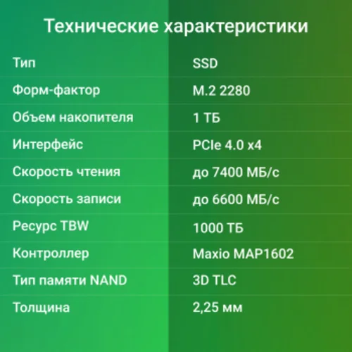 Накопитель SSD Digma PCIe 4.0 x4 1TB DGSM4001TM63T Meta M6 M.2 2280