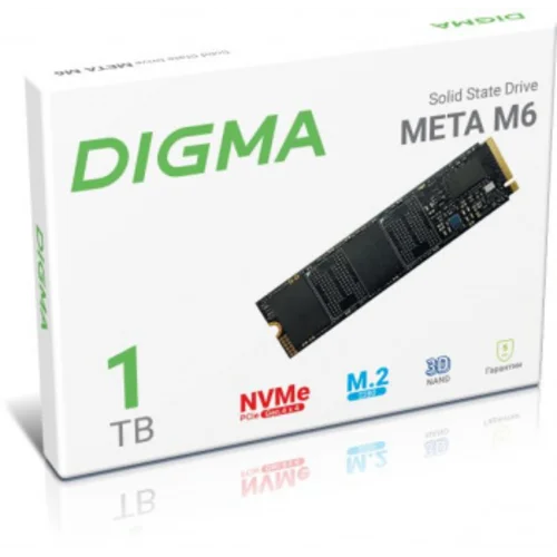 Накопитель SSD Digma PCIe 4.0 x4 1TB DGSM4001TM63T Meta M6 M.2 2280
