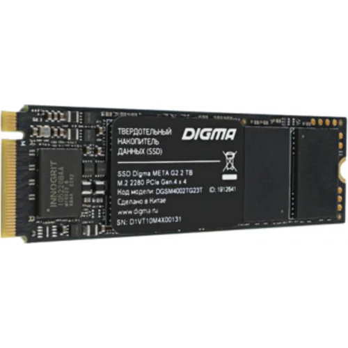 Накопитель SSD Digma PCIe 4.0 x4 2TB DGSM4002TG23T Meta G2 M.2 2280
