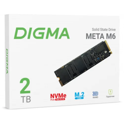 Накопитель SSD Digma PCIe 4.0 x4 2TB DGSM4002TM63T Meta M6 M.2 2280
