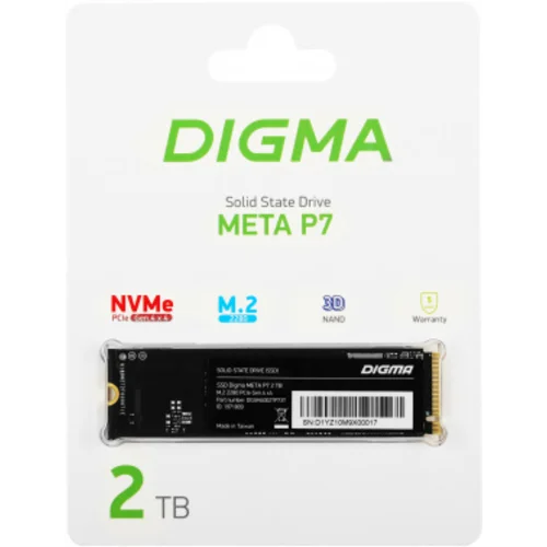 Накопитель SSD Digma PCIe 4.0 x4 2TB DGSM4002TP73T Meta P7 M.2 2280