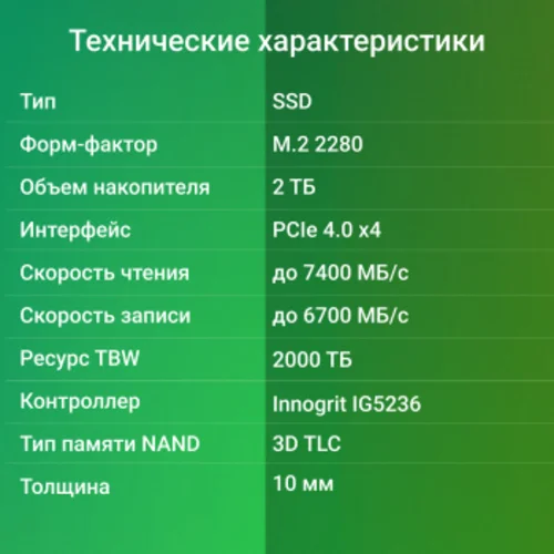 Накопитель SSD Digma PCIe 4.0 x4 2TB DGST4002TG33T Top G3 M.2 2280