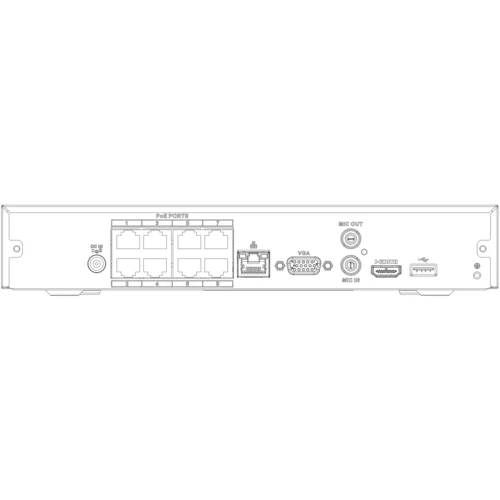 IP Видеорегистратор Dahua DHI-NVR2108-4KS2 8-ми канальный, до 8Мп, до 80Мбит/с, 1HDD до 6Тб, аудио вх./вых., HDMI, VGA, 2 порта USB2.0