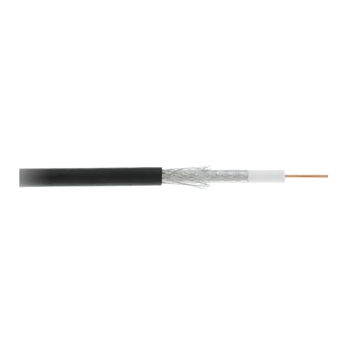 Кабель NETLAN коаксиальный, RG-6 (75 Ом), одножильный, CCS (омедненная сталь), внешний, PE до -40C, черный, 305м