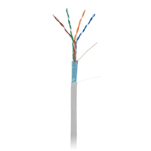 Кабель NETLAN F/UTP 4 пары, Кат.5e (Класс D), 100МГц, одножильный, BC (чистая медь), внутренний, PVC нг(B), серый, 305м