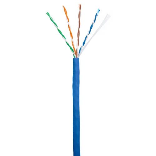 Кабель NETLAN U/UTP 4 пары, Кат.5e (Класс D), 100МГц, одножильный, BC (чистая медь), внутренний, PVC нг(B), синий, 305м