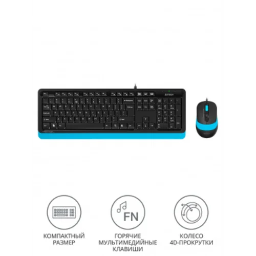 Клавиатура + мышь A4Tech Fstyler F1010 клав:чер/синий мышь:чер/синий USB Multimedia (F1010 BLUE)