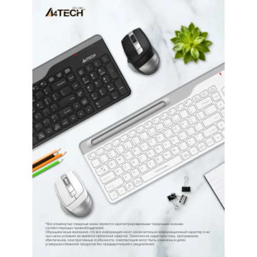 Клавиатура + мышь A4Tech Fstyler FB2535C клав:чер/серый мышь:чер/серый USB беспроводная Bluetooth/Радио slim (FB2535C SMOKY GREY)