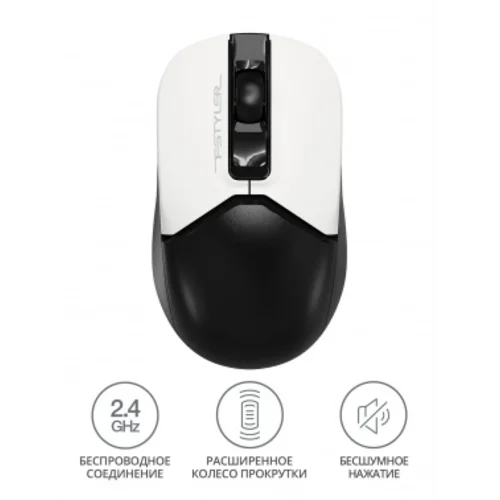 Мышь A4Tech Fstyler FG12S Panda белый/черный оптическая (1200dpi) silent беспроводная USB (3but)