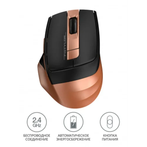 Мышь A4Tech Fstyler FG35 бронзовый/черный оптическая (2000dpi) беспроводная USB (6but)