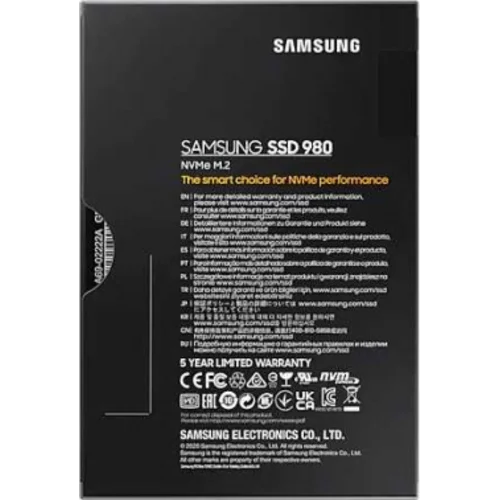 Накопитель SSD Samsung PCIe 3.0 x4 500GB MZ-V8V500BW 980 M.2 2280