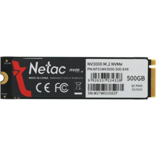 Накопитель SSD Netac PCIe 3.0 x4 500GB NT01NV3000-500-E4X NV3000 M.2 2280