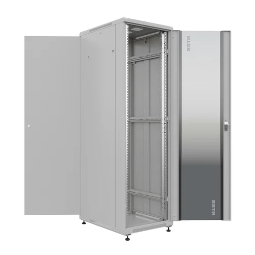 19'' Напольный серверный шкаф NTSS ПРЕМИУМ 42U 600x800 мм, передняя дверь стекло, задняя глухая металл, боковые стенки, регулируемые опоры, RAL 7035