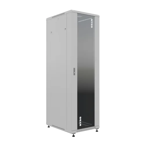 19'' Напольный серверный шкаф NTSS ПРЕМИУМ 42U 600x800 мм, передняя дверь стекло, задняя глухая металл, боковые стенки, регулируемые опоры, RAL 7035