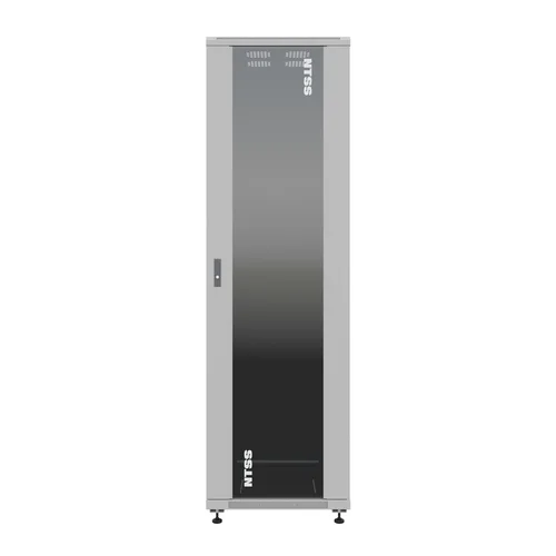 19'' Напольный серверный шкаф NTSS ПРЕМИУМ 42U 600x800 мм, передняя дверь стекло, задняя глухая металл, боковые стенки, регулируемые опоры, RAL 7035