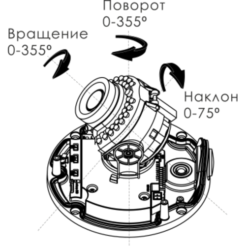 Проектная IP камера OMNY M14E 2812 купольная OMNY PRO серии Мира. 4Мп/25кс, H.265, управл. IR, моториз.объектив 2.8-12мм, PoE/12В, EasyMic