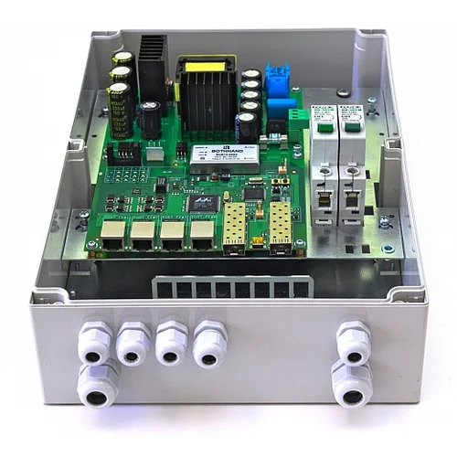 Уличный управляемый PoE коммутатор TFORTIS PSW-2G+ 4FE HiPoE +2 GB SFP порта, питание 220В, IP66