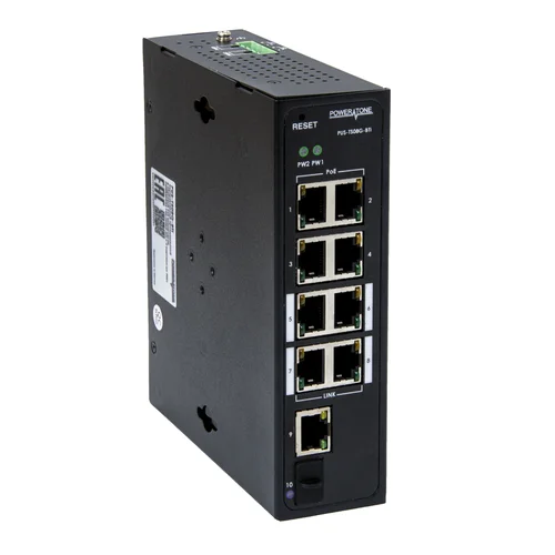 Неуправляемый промышленный 8 портовый PoE коммутатор POWERTONE PUS-TS08G-BTi с 4 портами до 90Вт